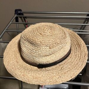 Natural Straw Sun Hat with Brown/ black Trim - Women's Summer Hat made in Italy